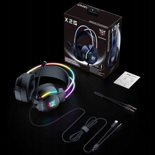 ONIKUMA X26 SŁUCHAWKI GAMINGOWE NAUSZNE PRZEWODOWE Z MIKROFONEM DO PC RGB na Arena.pl