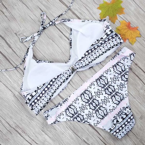 BIKINI STRÓJ KĄPIELOWY DWUCZĘŚCIOWY WZÓR AZTECKI WIĄZANY KOSTIUM KOMPLET M zdjęcie 4