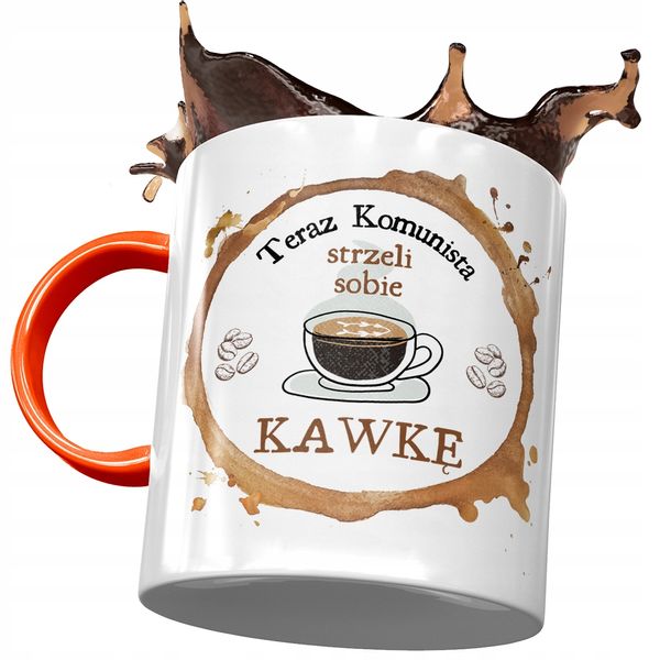 Kubek Pomarańczowy Dla Komunisty Strzeli Kawkę Z Nadrukiem Ze Zdjęciem zdjęcie 1