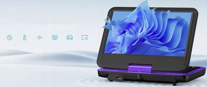 PRZENOŚNY SAMOCHODOWY ODTWARZACZ DVD 9'' LCD FIOLETOWY na 2000mAh Baterią zdjęcie 13
