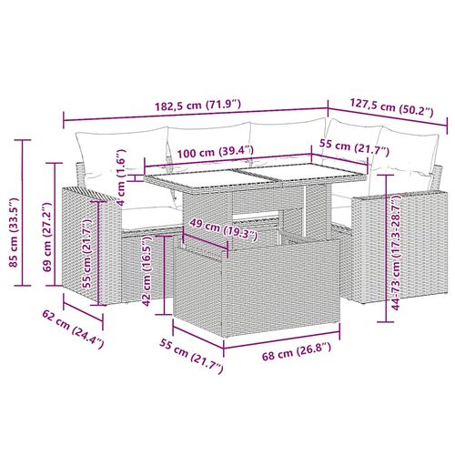 5-cz. zestaw mebli ogrodowych z poduszkami, brązowy, polirattan na Arena.pl