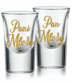 Oszukane kieliszki do wódki GRUBE DNO 15ml PAN PANI MŁODA wesele PARA MŁODA