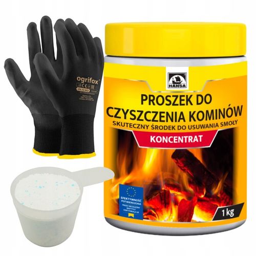 ŚRODEK PROSZEK DO CZYSZCZENIA KOMINA PIECA USUWANIA SADZY ZESTAW HANSA 1kg na Arena.pl