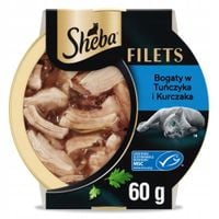 mokra karma dla kota sheba fileciki tuńczyk i kurczak w sosie 60g
