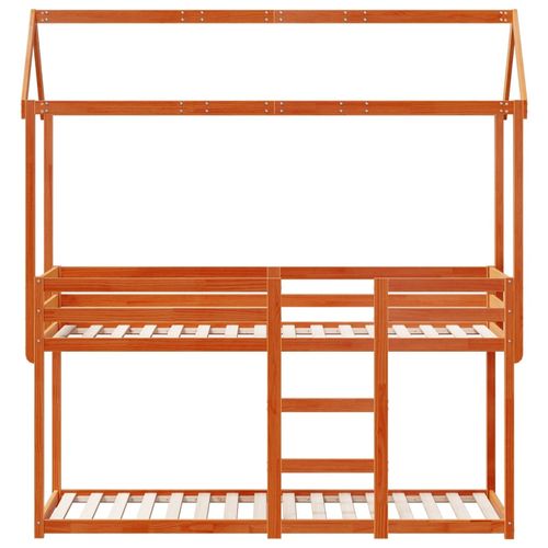 Łóżko z piętrem i daszkiem, woskowy brąz, 80x200 cm na Arena.pl