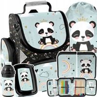TORNISTER SZKOLNY PLECAK DLA DZIEWCZYNKI PANDA DO 1 KLASY DUŻY ZESTAW