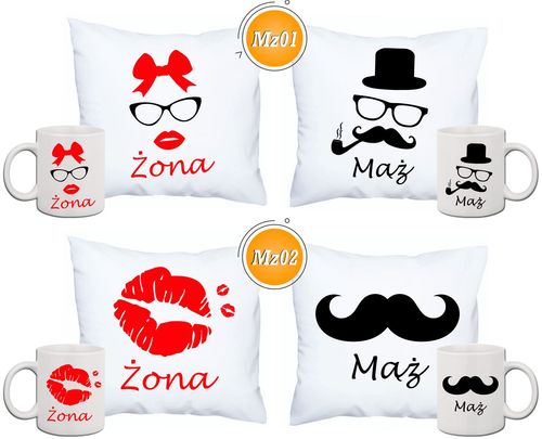 Prezent na ślub rocznicę Mąż i Żona Poduszka kubek na Arena.pl