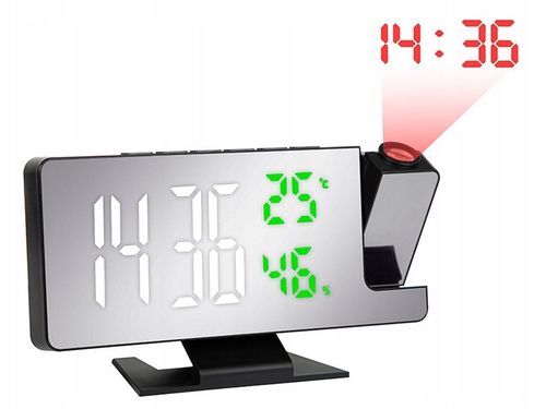 ZEGARY BUDZIK ELEKTORNICZNY CYFROWY Z PROJEKTOREM LED LUSTRO TERMOMETR na Arena.pl