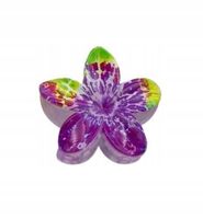 Piękna spinka klamra plastikowa kwiatek hawajski nakrapiany fioletowy 8cm