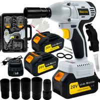 KLUCZ UDAROWY AKUMULATOROWY BEZSZCZOTKOWY KLUCZ DO KÓŁ 1/2''420Nm +NASADKI