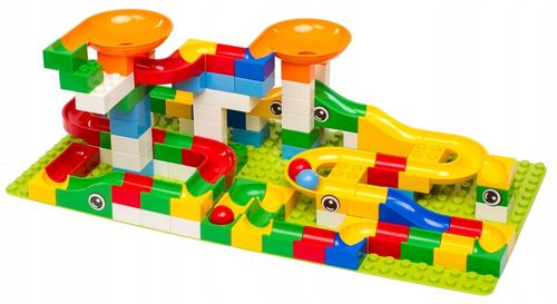 Tor kulkowy labirynt dla kulek kulodrom marble run klocki 108 el na Arena.pl