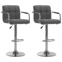 Krzesła barowe, 2 szt., jasnoszare, tapicerowane tkaniną Krzesła barowe, 2 szt., jasnoszare, tapicerowane tkaniną