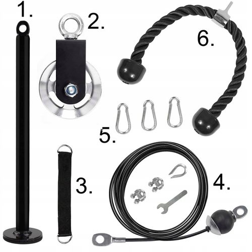 WYCIĄG GÓRNY I DOLNY ZESTAW DO 100KG UCHWYT TRICEPS DO TRENINGU SIŁOWEGO na Arena.pl