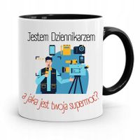 Kubek Czarny Prezent Dla Dziennikarza Reportera Z Nadrukiem Ze Zdjęciem