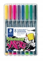 Foliopisy kolorowe 8 szt permanentne F Lumocolor ART Staedtler