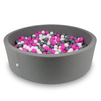 Suchy basen 130x40cm szary z piłeczkami 700szt (białe, szare, różowe)
