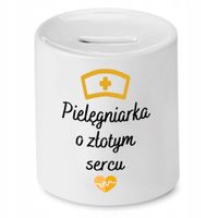 Skarbonka Dla Pielęgniarki O Złotym Sercu Z Nadrukiem Ze Zdjęciem Z Nadruki