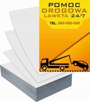 Ulotki A4 reklamowe firmowe 100szt projekt w cenie POMOC DROGOWA LAWETA