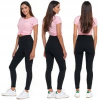 MORAJ Ocieplane Legginsy Damskie w prążki z Wysokim Stanem Czarne L/XL