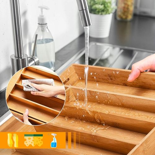 WKŁAD ORGANIZER DO SZUFLADY KUCHENNEJ NA SZTUĆCE BAMBUSOWY PREMIUM XXL 55cm na Arena.pl