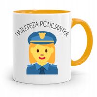 Kubek Żólty Dla Najlepszego Policjanta Policjantki Z Nadrukiem Ze Zdjęciem