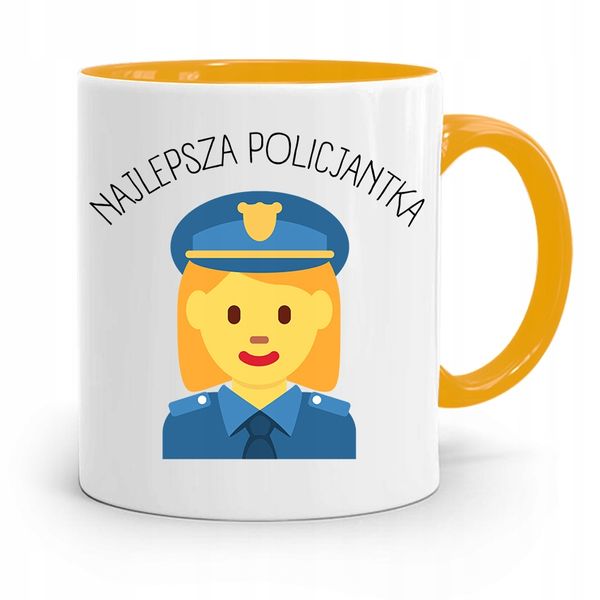 Kubek Żólty Dla Najlepszego Policjanta Policjantki Z Nadrukiem Ze Zdjęciem zdjęcie 1