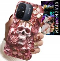 ETUI DO XIAOMI REDMI 12C - KOBIECE, MODNE WZORY, CZASZKA W RÓŻE