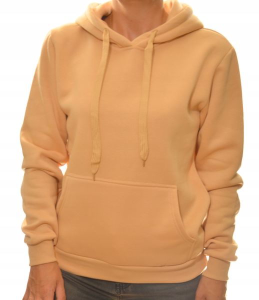 Damska bluza dresowa kangurka z kapturem S beż zdjęcie 2