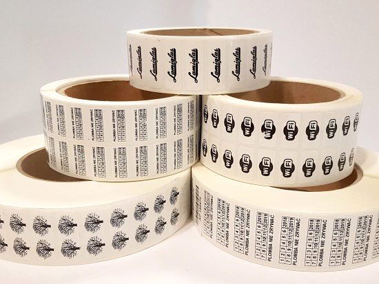 M-0017 - 30x11mm PLOMBY STICKERY BIAŁE ŁAMLIWE zdjęcie 3
