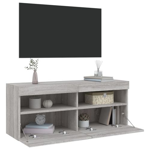 Ścienna szafka TV z LED, szary dąb sonoma, 100x30x40 cm na Arena.pl