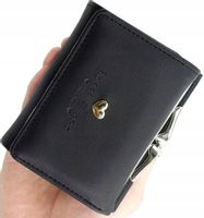 Mały Portfel portmonetka zatrzask z sercem prezent  C31_Czarny