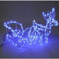 RENIFER Z SANIAMI FIGURA ŚWIETLNA NIEBIESKI LED 201-300 LAMPEK ZEWN./WEWN.