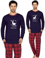 Piżama męska długi rękaw świąteczna bawełniana bawełna renifer rozmiar