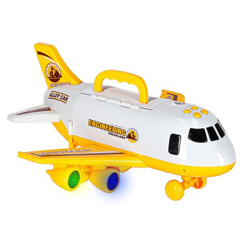 Transporter Samolot Rozkładany z Autami + 3 Auta Pojazdy Budowlane Światła na Arena.pl