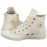 Buty Trampki Skórzane za Kostkę Converse Hi Light Gold A10709C Białe