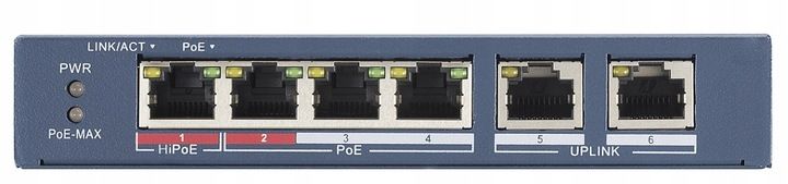 SWITCH HIKVISION DS-3E0106P-E/M 6 PORTÓW SZARY zdjęcie 3