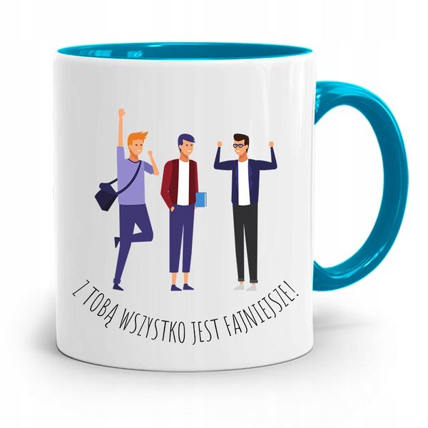 Kubek Błękitny Przyjaciel Wszystko Jest Fajniejsze Z Nadrukiem Ze Zdjęciem zdjęcie 1