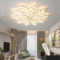 Lampa Sufitowa LED 95cm Żyrandol 15 Listków 100W Ściemnialna Pilot Biała