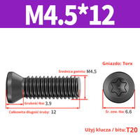 Śruba mocująca TORX Klasa 12.9 Rozmiar: M4,5x12