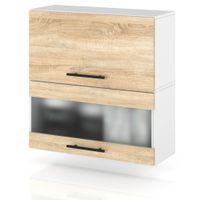 szafka kuchenna wisząca witryna ze szkłem klapowa 60cm spremium dąb sonoma