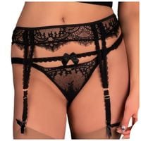 KORONKOWY PAS DO POŃCZOCH CZARNY ZMYSŁOWY L/XL