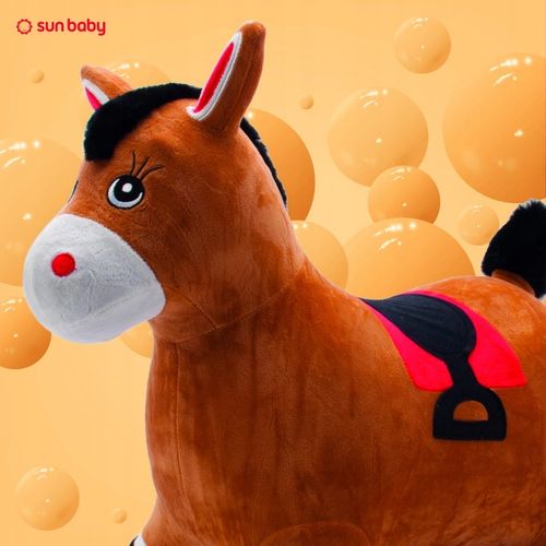 Skoczek pluszowy dla dzieci do skakania Konik brązowy z pompką na Arena.pl