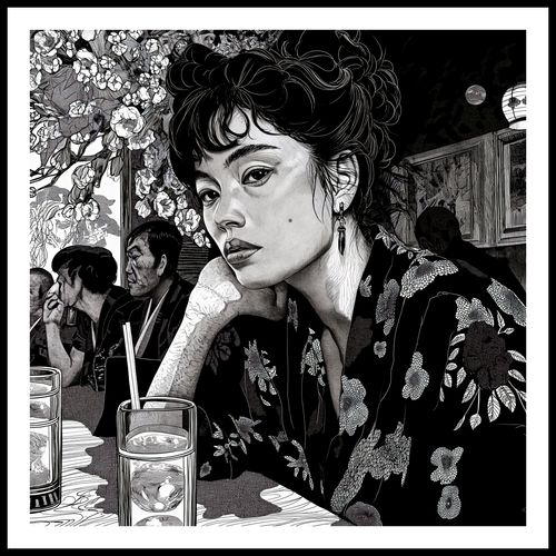 Plakat 100x100cm Czarne Kimono na Arena.pl