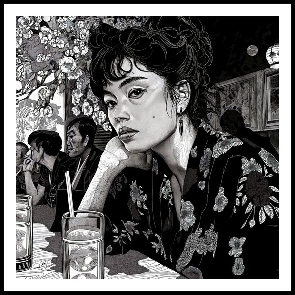 Plakat 100x100cm Czarne Kimono zdjęcie 3