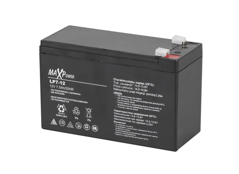 BAT0403 Akumulator żelowy 12V 7,5Ah MaxPower zdjęcie 1