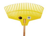 grabie do liści 45cm z tworzywa z trzonkiem drewnianym 150cm żółte kard