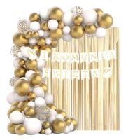 Zestaw dekoracji Komunia Święta girlanda ścianka balonowa, biało-złoty