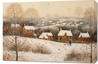 Obraz 90x60cm Wioska Otulona Śniegiem