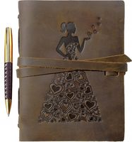 NOTES DZIENNIK SKÓRZANY POSTARZANY VINTAGE 20 x 15cm Z MOTYWEM PANNY MŁODEJ