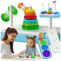 Zestaw układanka gra logiczna edukacyjna wieża hanoi sorter pudełko 6 kółek